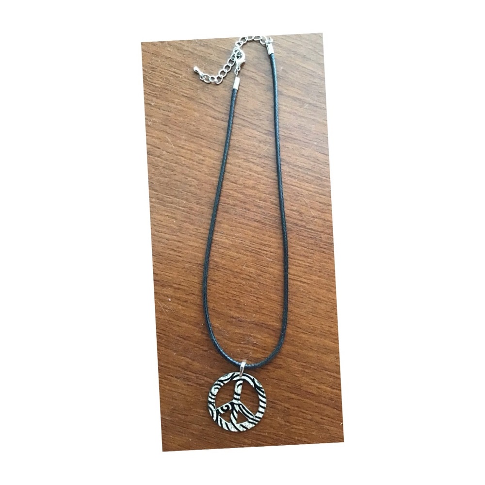 Zebra Peace Sign necklace